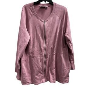 DENIM & CO. bubblegum pink full zip light weight jersey knit NWOT plus sz 1X